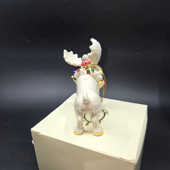 2003 Lenox Holiday Moosechief Moose Ornament) wrapped in lights - Picture 4 of 8